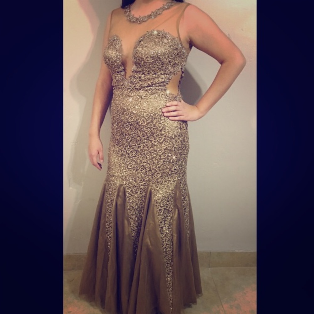 Gold Prom Dress / Elegant Dress